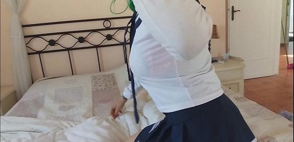  poor schoolgirl. The fever does not really want to pass and so is forced to use a suppository ... how much it burns!